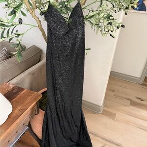 Sherri Hill Black Dress with Silver Accents